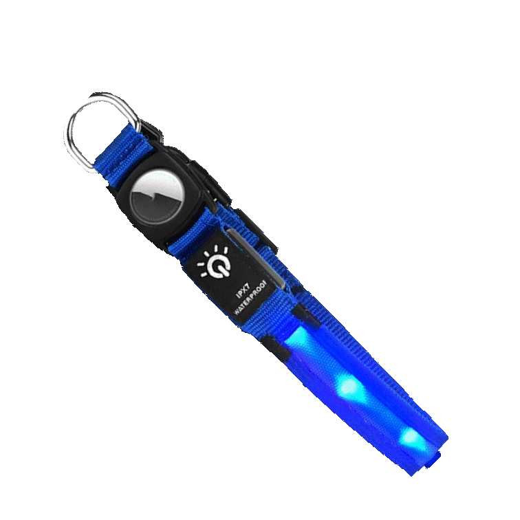 Pawfect find Waterproof LED Dog Collar with Airtag Pocket