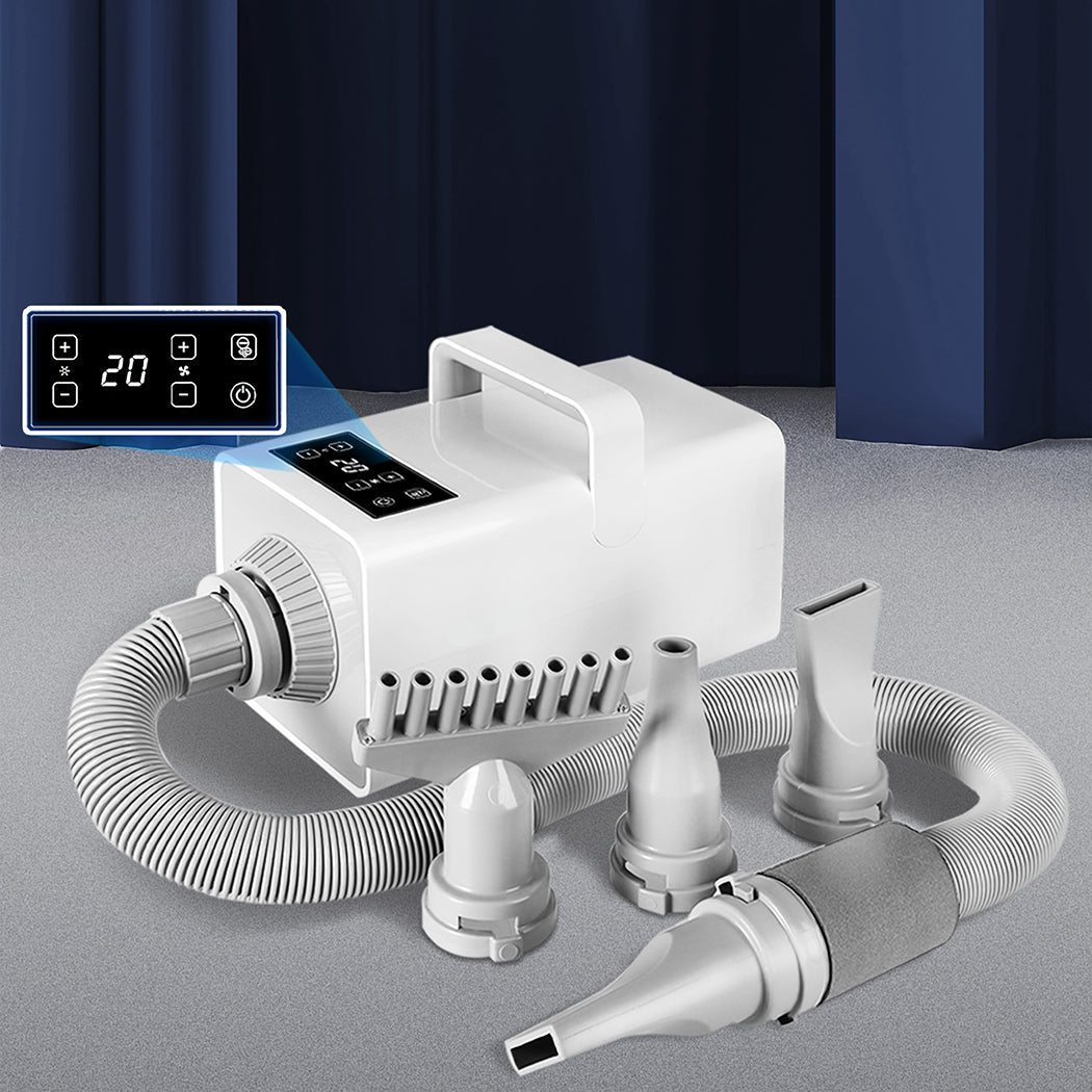 Dog Cat Pet Hair Dryer Grooming Blow Speed Hairdryer Blower Heater Blaster White - White