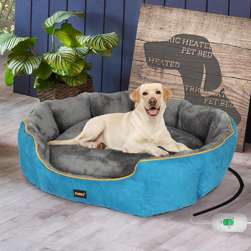 LARGE Dog Beds Electric Pet Heater Heated - Blue
