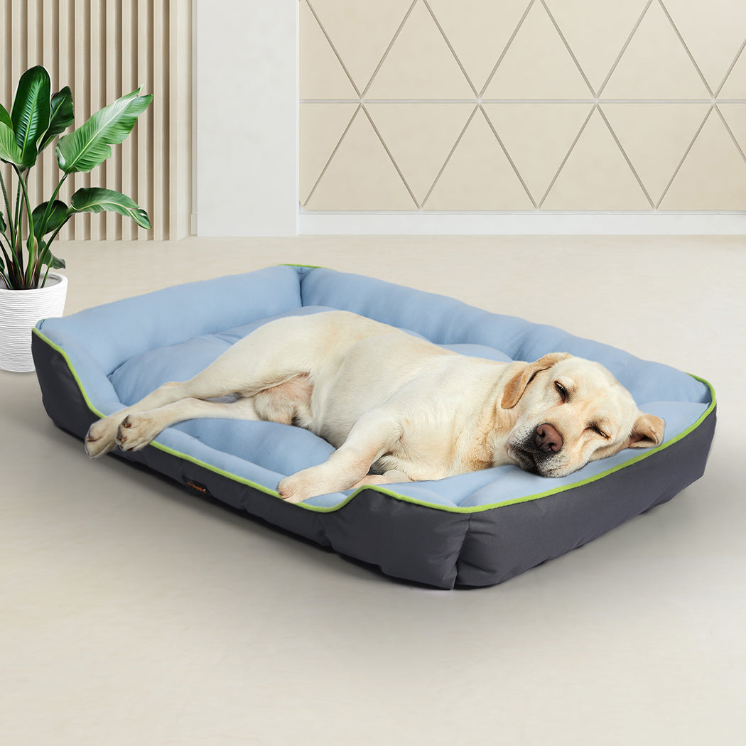 LARGE Dog Beds Pet Cooling Sofa Mat Bolster - Grey
