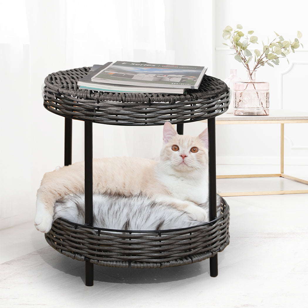 SMALL Cat Beds Rattan Pet Elevated Raised - Brown