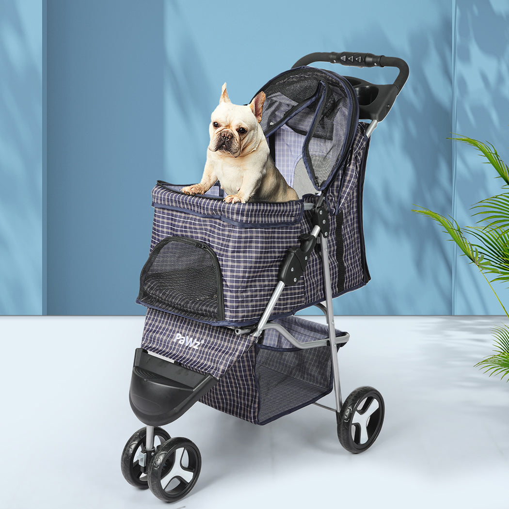 Pet Stroller 3 Wheels Dog Cat Cage Puppy Pushchair Travel Walk Carrier Pram
