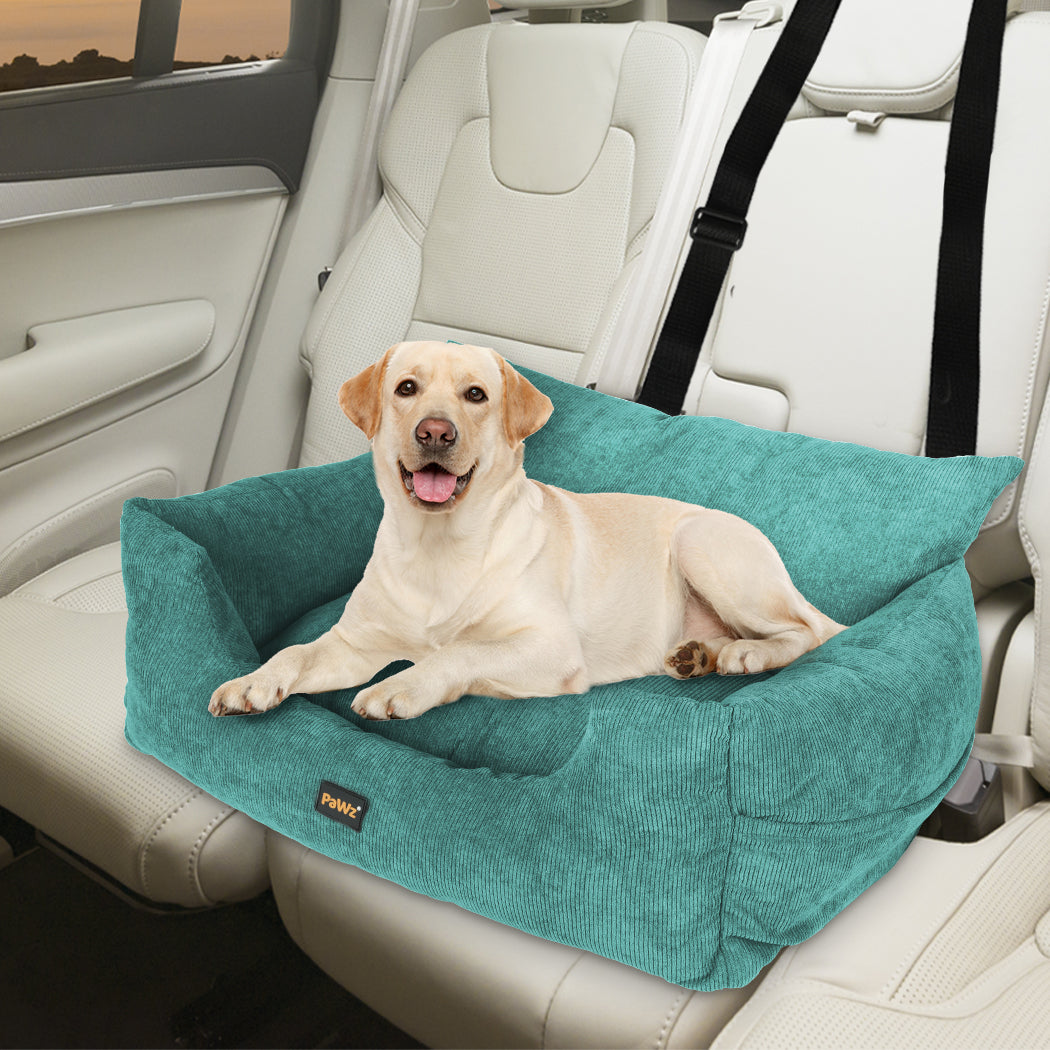 Pet Car Booster Seat Dog Protector Portable Travel Bed Removable Green - Green Large