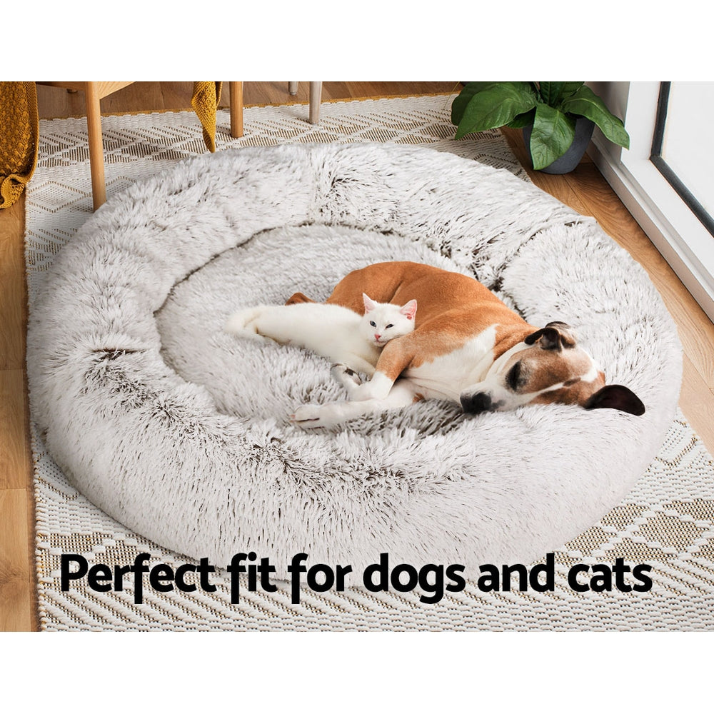 Pawfect find Calming Extra Large Plush Pet Bed in White & Brown