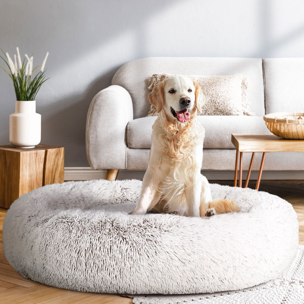 Pawfect find Calming Extra Large Plush Pet Bed in White & Brown
