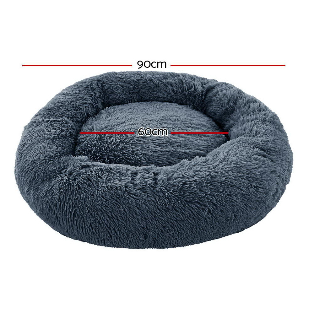 Pawfect find Large Calming Soft Plush Dog & Cat Bed in Dark Grey