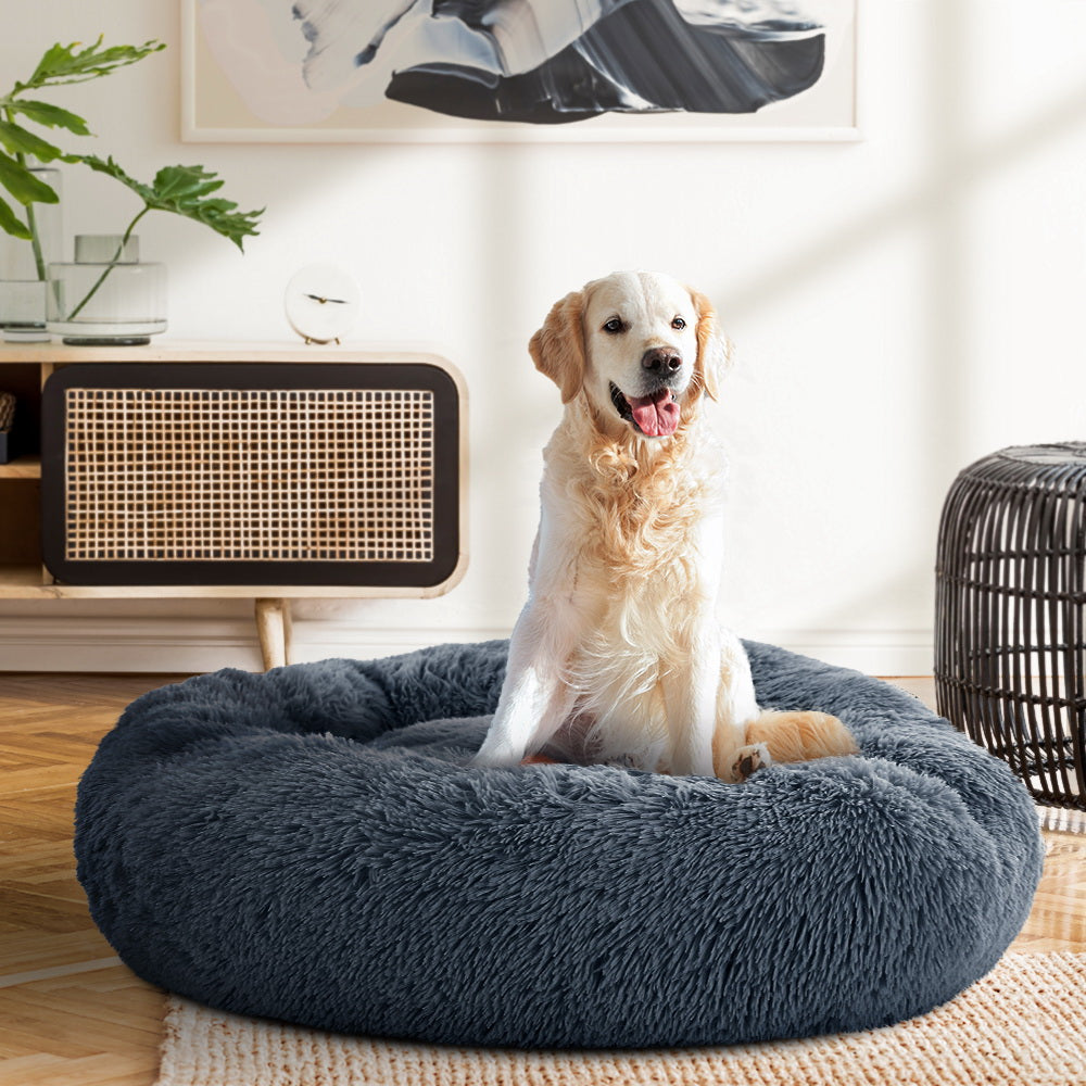 Pawfect find Large Calming Soft Plush Dog & Cat Bed in Dark Grey