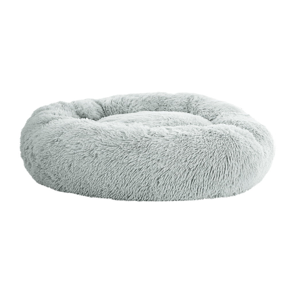 Pawfect find Luxe Calming Plush Pet Bed in Light Grey - 90cm Large