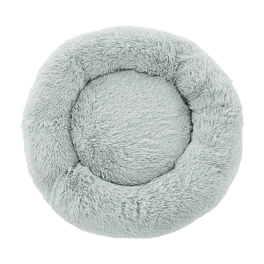 Pawfect find Luxe Calming Plush Pet Bed in Light Grey - 90cm Large