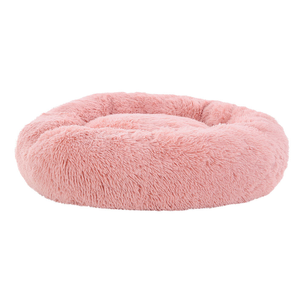Pawfect find Calming Plush Pet Bed - Large 90cm Pink Velvet Comfort