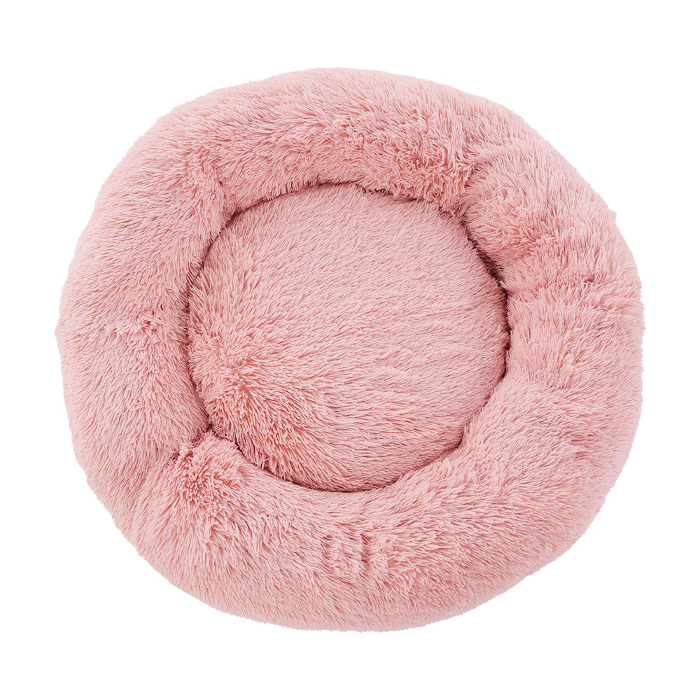 Pawfect find Calming Plush Pet Bed - Large 90cm Pink Velvet Comfort