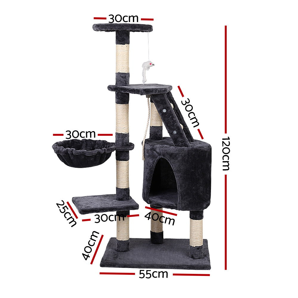 Cat Tree 120cm Trees Scratching Post Scratcher Tower Condo House Furniture Wood Multi Level