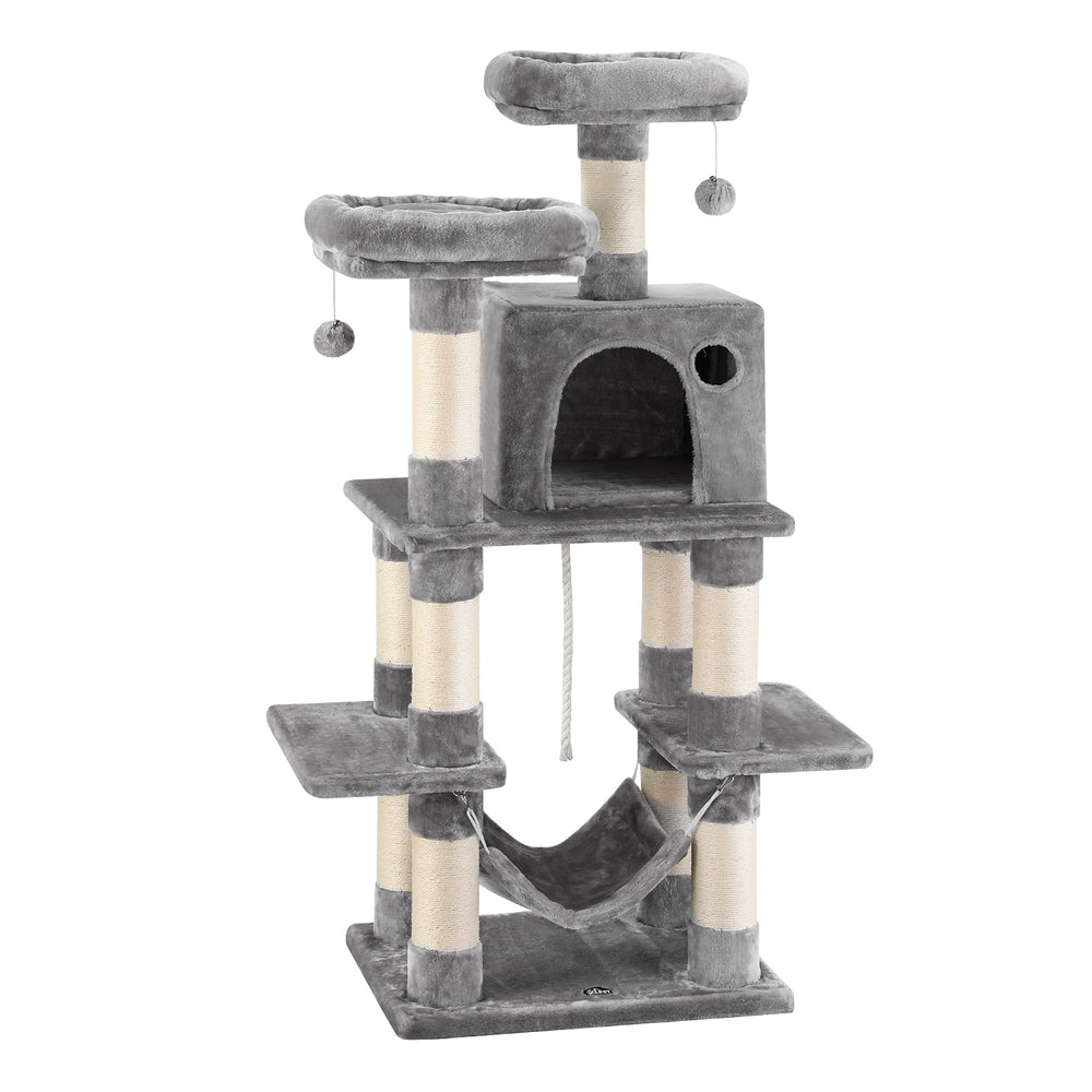 Cat Tree 145cm Scratcher Condo House Light Grey