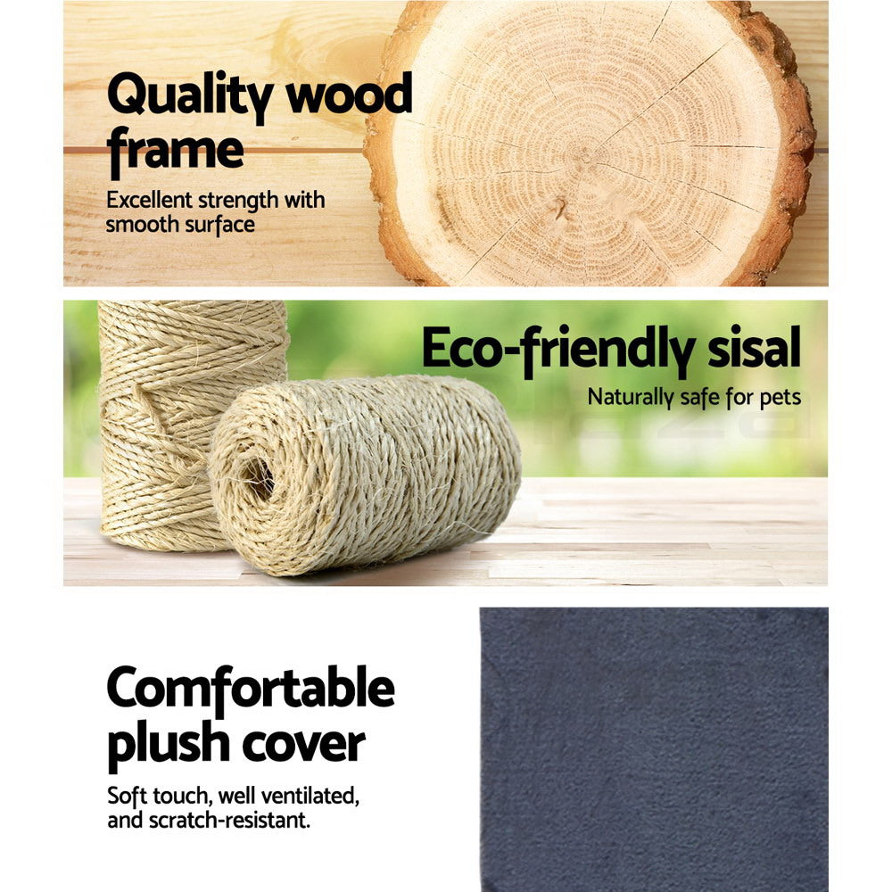 Cat Tree 134cm Trees Scratching Post Scratcher Tower Condo House Furniture Wood Grey