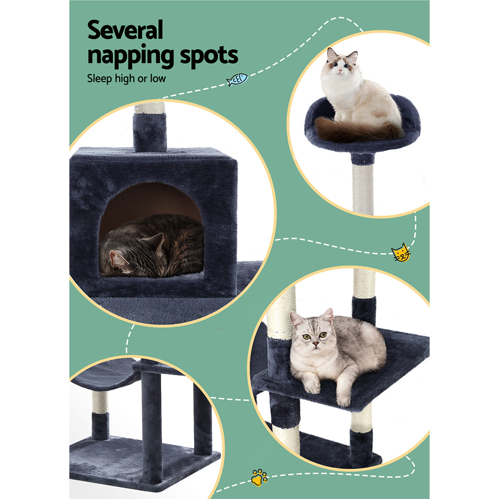 Cat Tree Tower Scratching Post Scratcher Wood Condo House Bed Trees 151cm - Grey