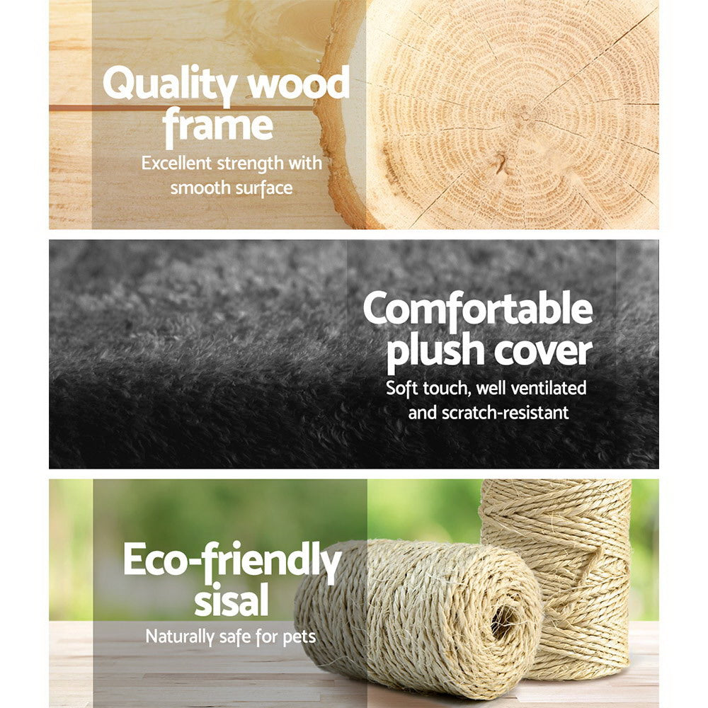 Cat Tree 193cm Trees Scratching Post Scratcher Tower Condo House Furniture Wood - Dark Grey