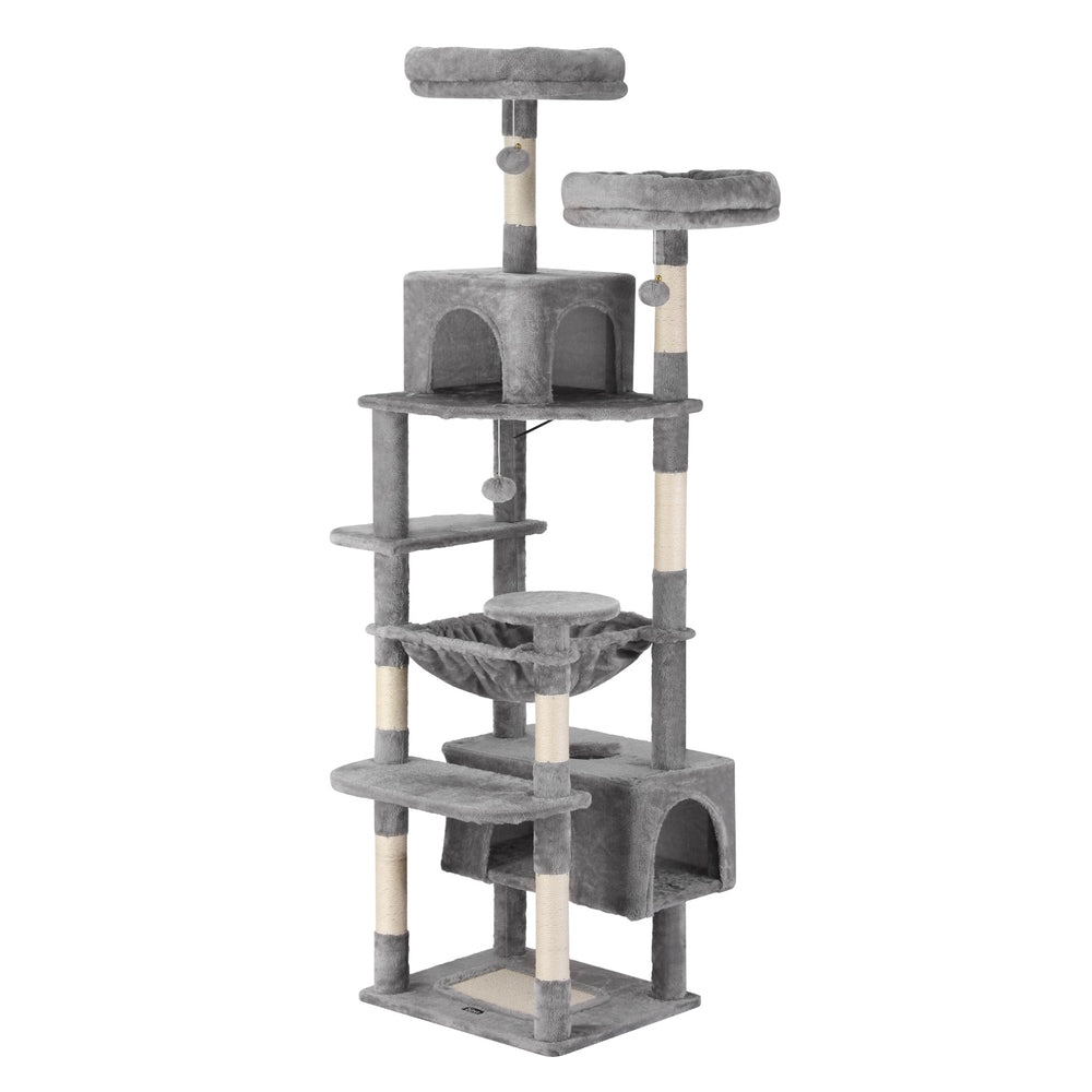 Cat Tree 184cm Tower Scratcher Condo House Light Grey