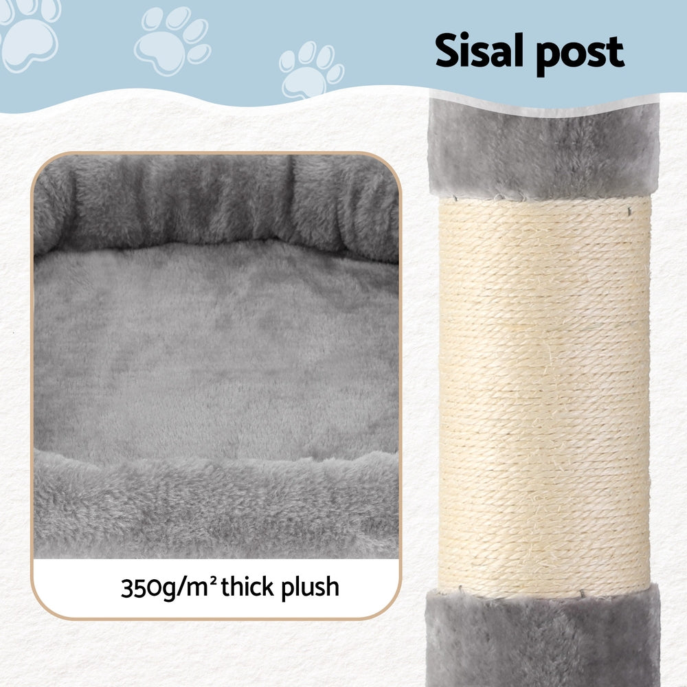 Cat Tree 184cm Tower Scratcher Condo House Light Grey