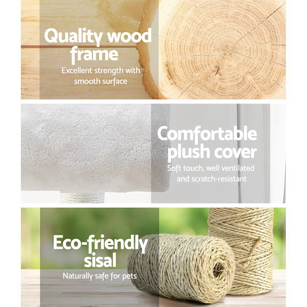 Cat Tree 141cm Trees Scratching Post Scratcher Tower Condo House Furniture Wood - Beige