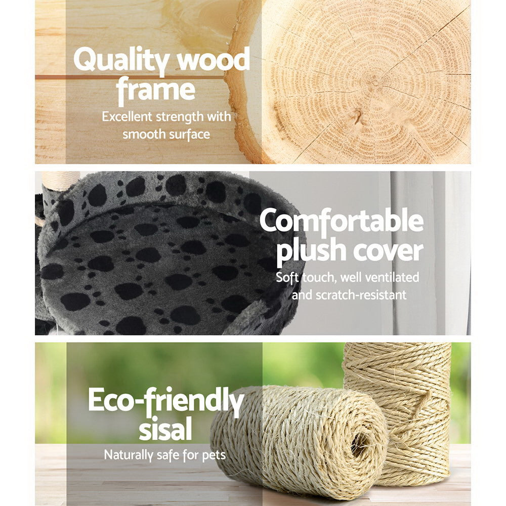 Cat Tree 120cm Trees Scratching Post Scratcher Tower Condo House Furniture 120cm - Dark Grey