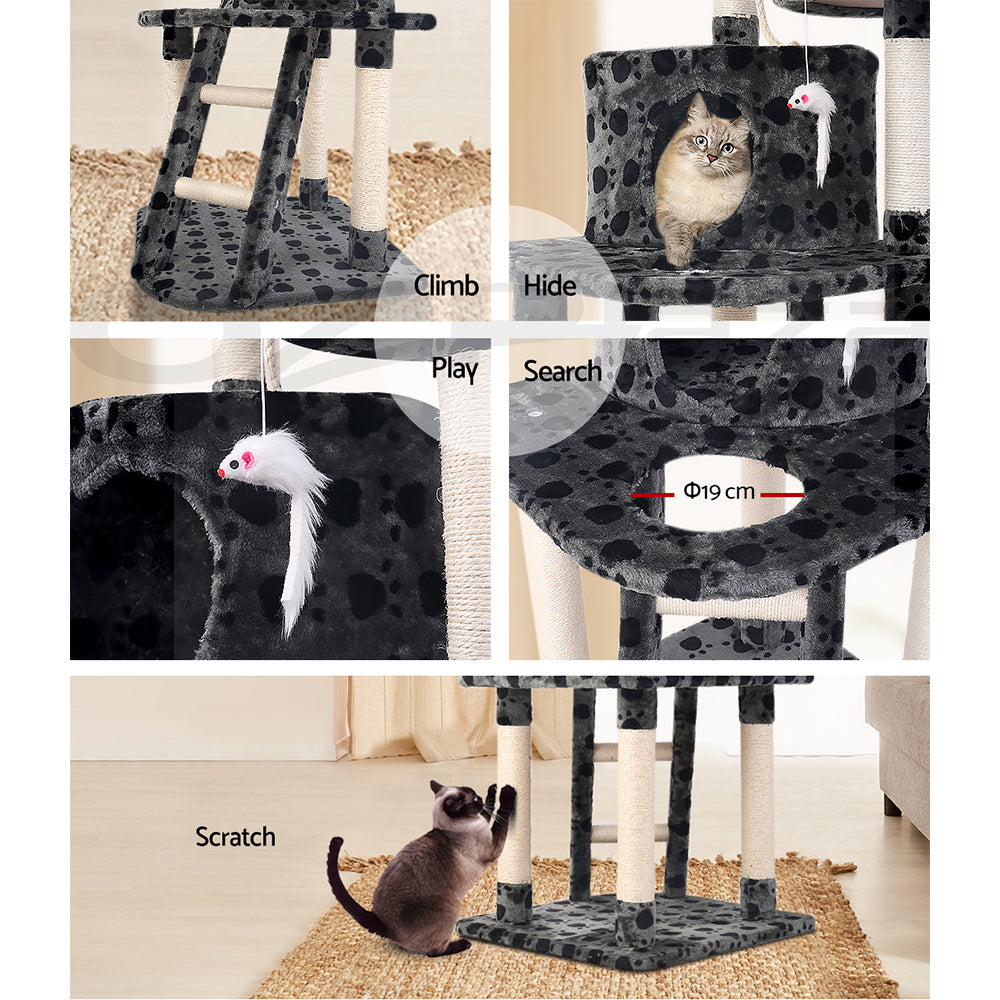 Cat Tree 120cm Trees Scratching Post Scratcher Tower Condo House Furniture 120cm - Dark Grey