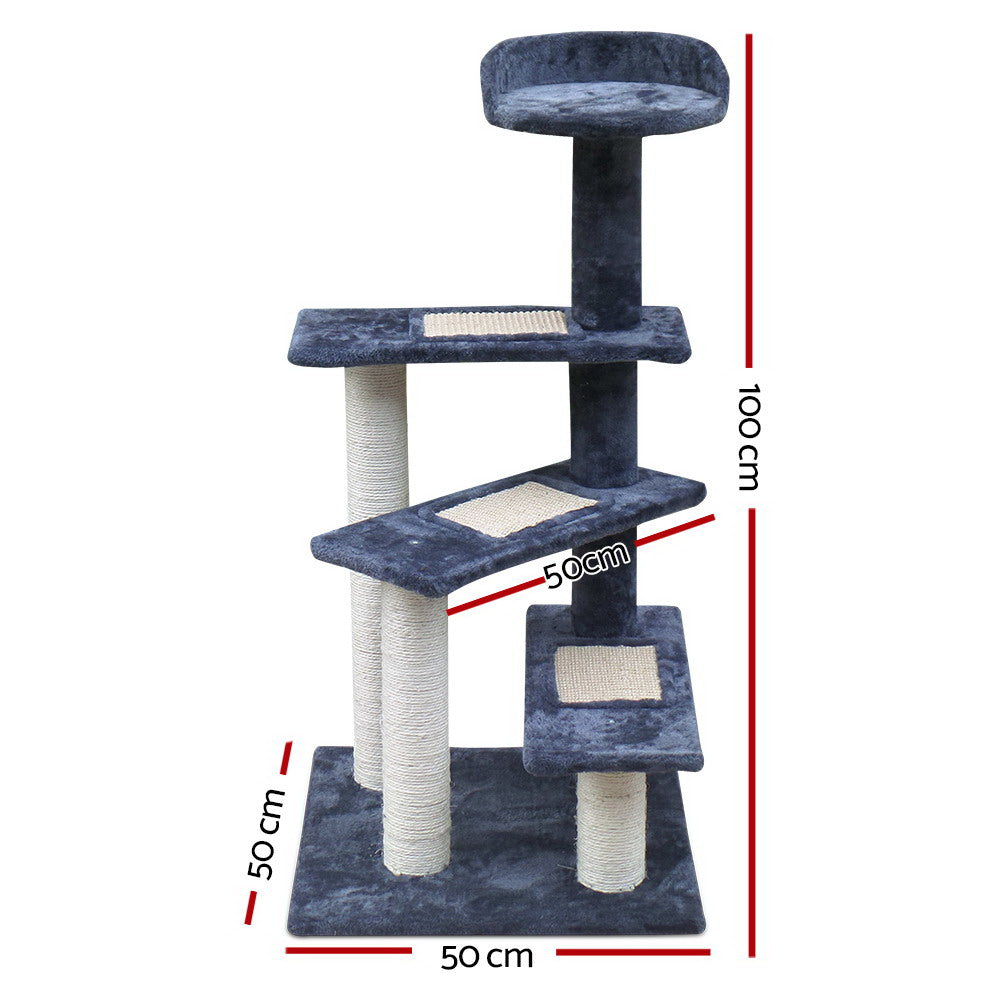 Cat Tree 100cm Trees Scratching Post Scratcher Tower Condo House Furniture Wood Steps