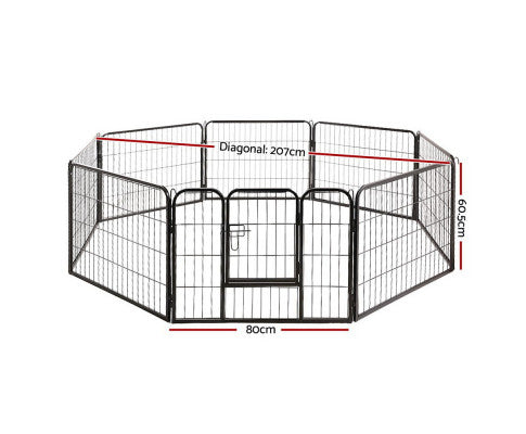 Dog Playpen Pet Playpen 8 Panel Puppy Exercise Cage Enclosure Fence 80x60cm