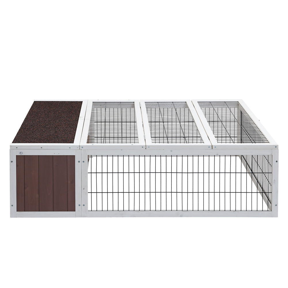 Wooden Rabbit Hutch Chicken Coop Run Cage Habitat House Outdoor Large - Charcoal Large