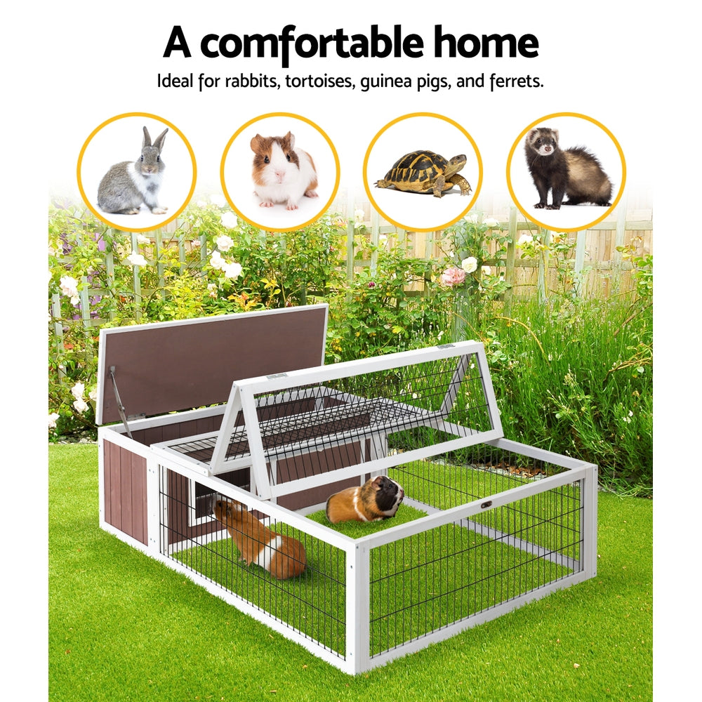 Wooden Rabbit Hutch Chicken Coop Run Cage Habitat House Outdoor Large - Charcoal Large