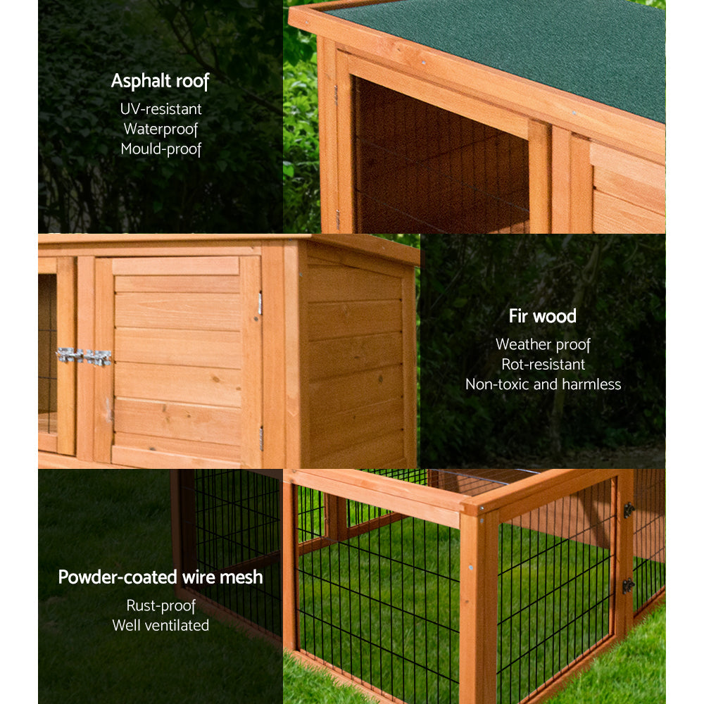 Rabbit Hutch Wooden Pet Chicken Coop 100cm Tall