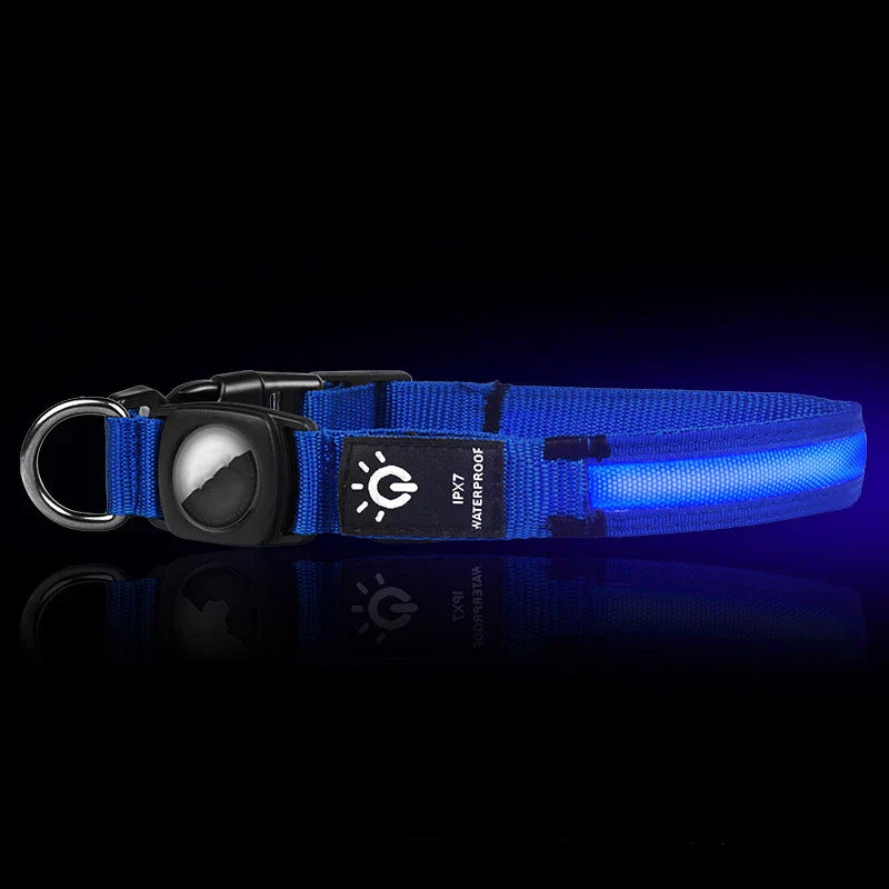 Pawfect find Waterproof LED Dog Collar with Airtag Pocket