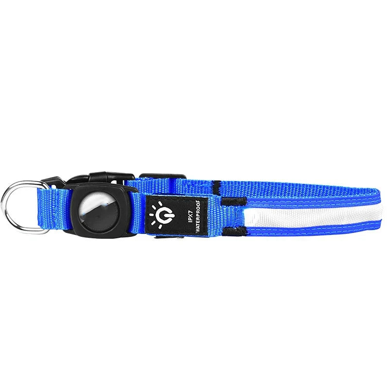 Pawfect find Waterproof LED Dog Collar with Airtag Pocket