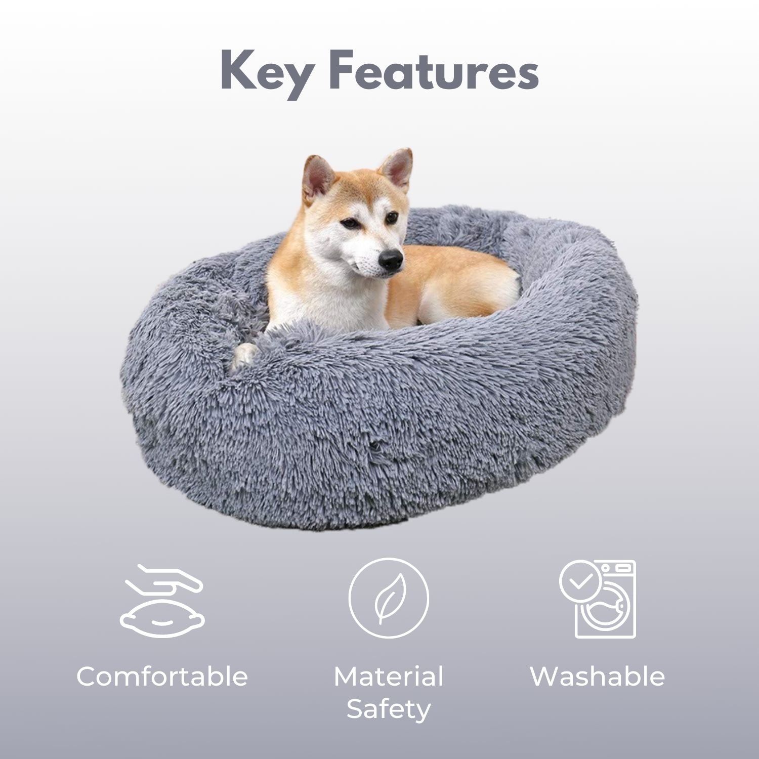 Pawfect find Plush Calming Pet Bed 80cm - Luxurious Comfort for Dogs and Cats