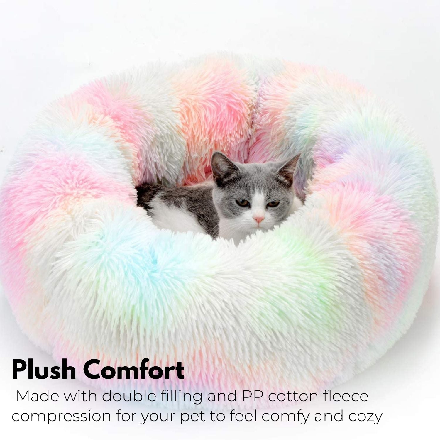 Pawfect find Plush Calming Pet Bed 80cm - Luxurious Comfort for Dogs and Cats