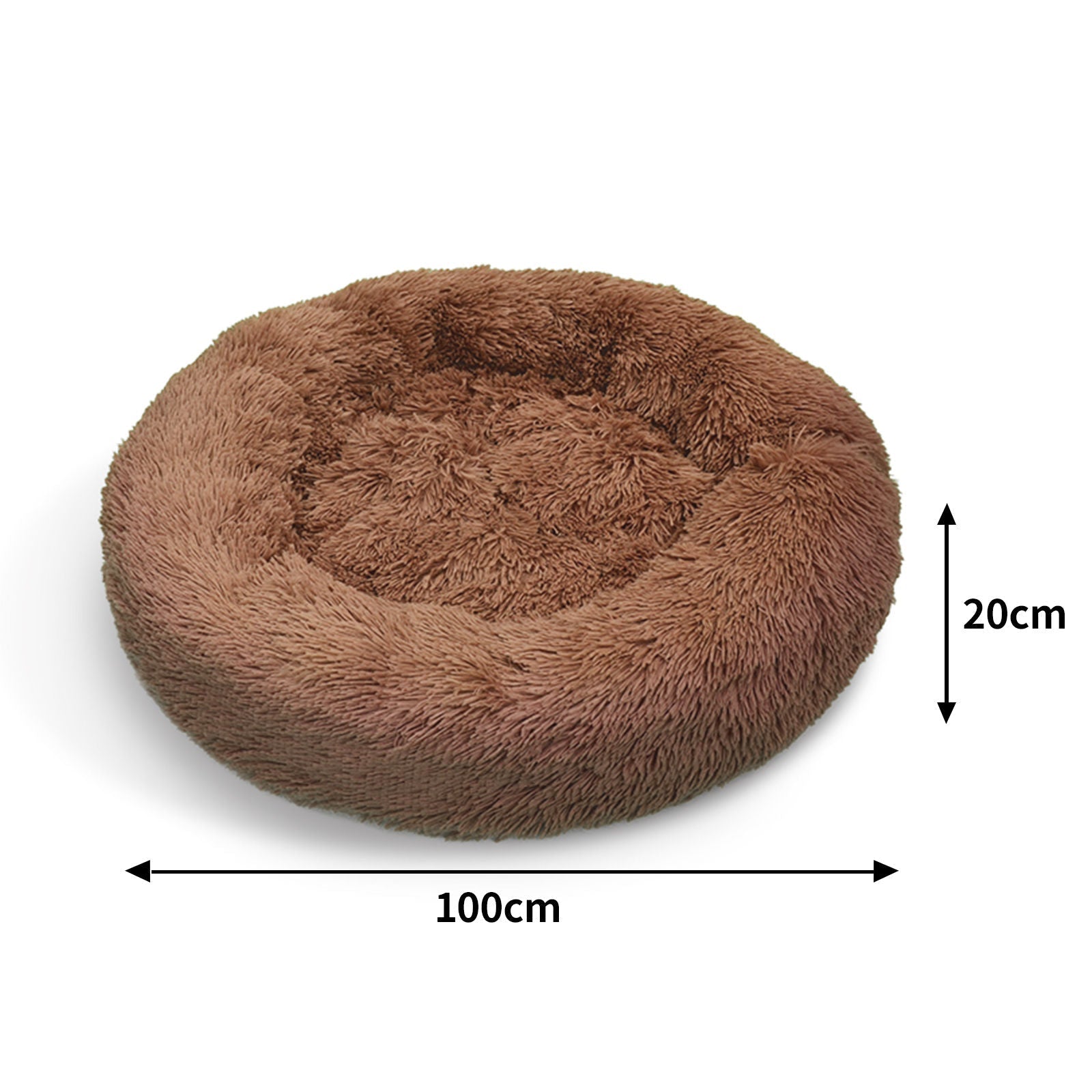 Pawfect find Luxurious Warm Plush Round Dog Bed - XL 100cm in Light Coffee