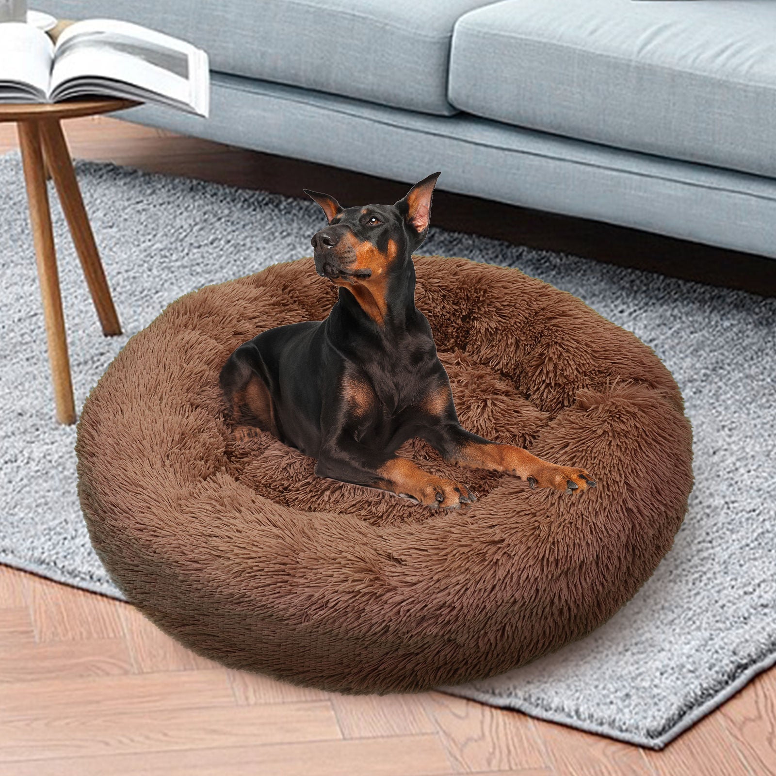 Pawfect find XXL Plush Round Dog Bed - Premium Comfort in Light Coffee