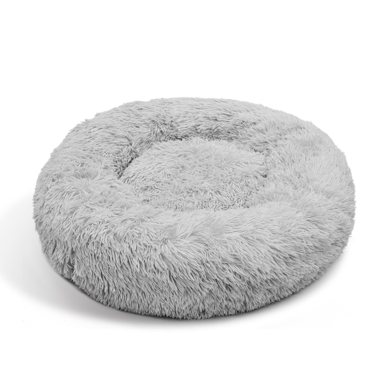 Pawfect find Luxurious Plush Round Dog Bed - Light Grey, Large 90cm
