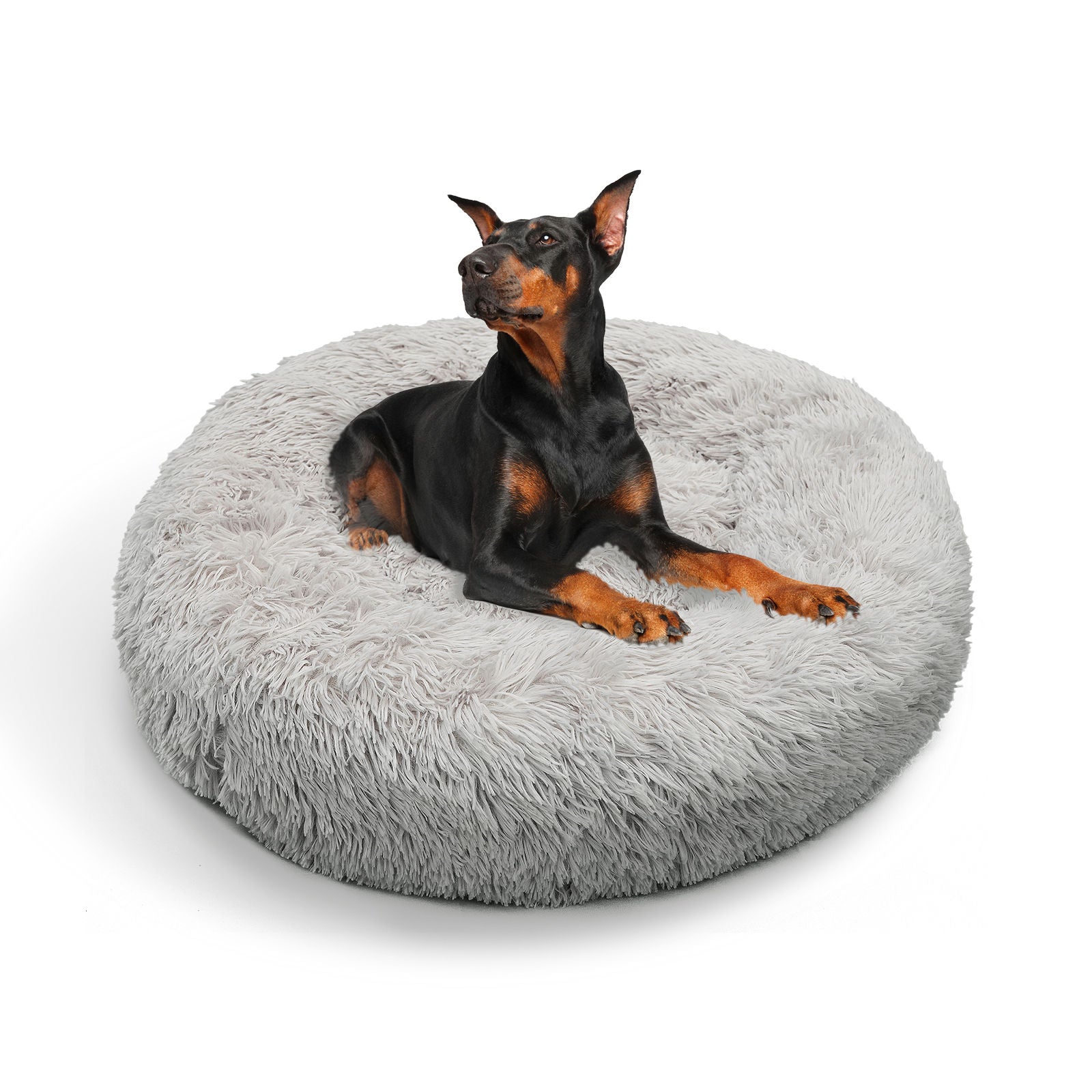 Pawfect find Luxurious XL Round Plush Dog Bed - Light Grey Comfort Nest