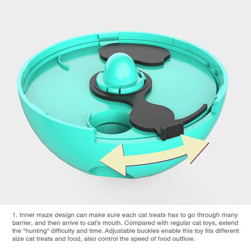 Cat Treat Dispenser Toy Ball Kitten Selfplay Interactive Tumbler Multifunction - Yellow