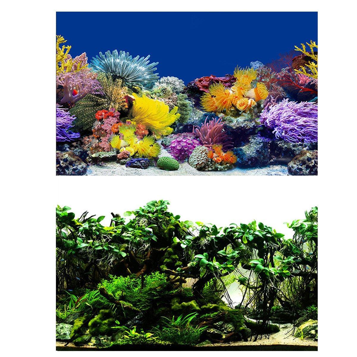 Aquarium Background Fish Tank Wallpaper Double Sided Decoration Sticker Paper - J-30cmx62cm