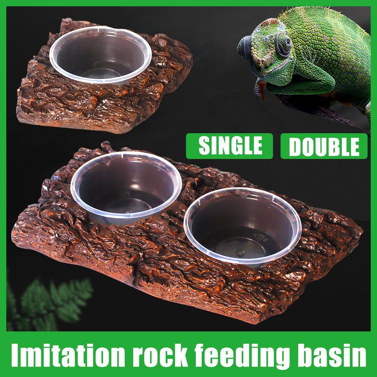 Resin Landscaping Reptiles Bowl Feeder Feeding Water Terrarium Bowls Geckos Dish - Single