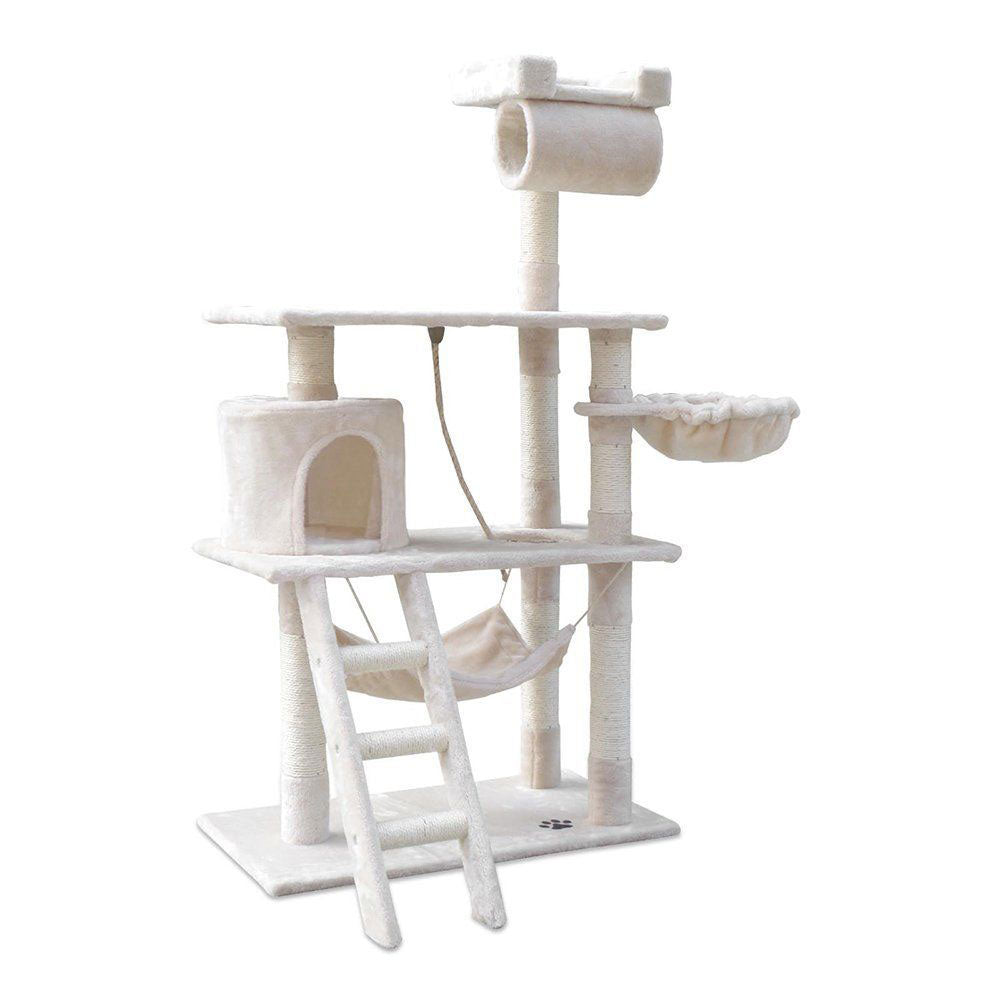 158cm Cat Tree Scratching Post Toy House Furniture Multilevel - beige