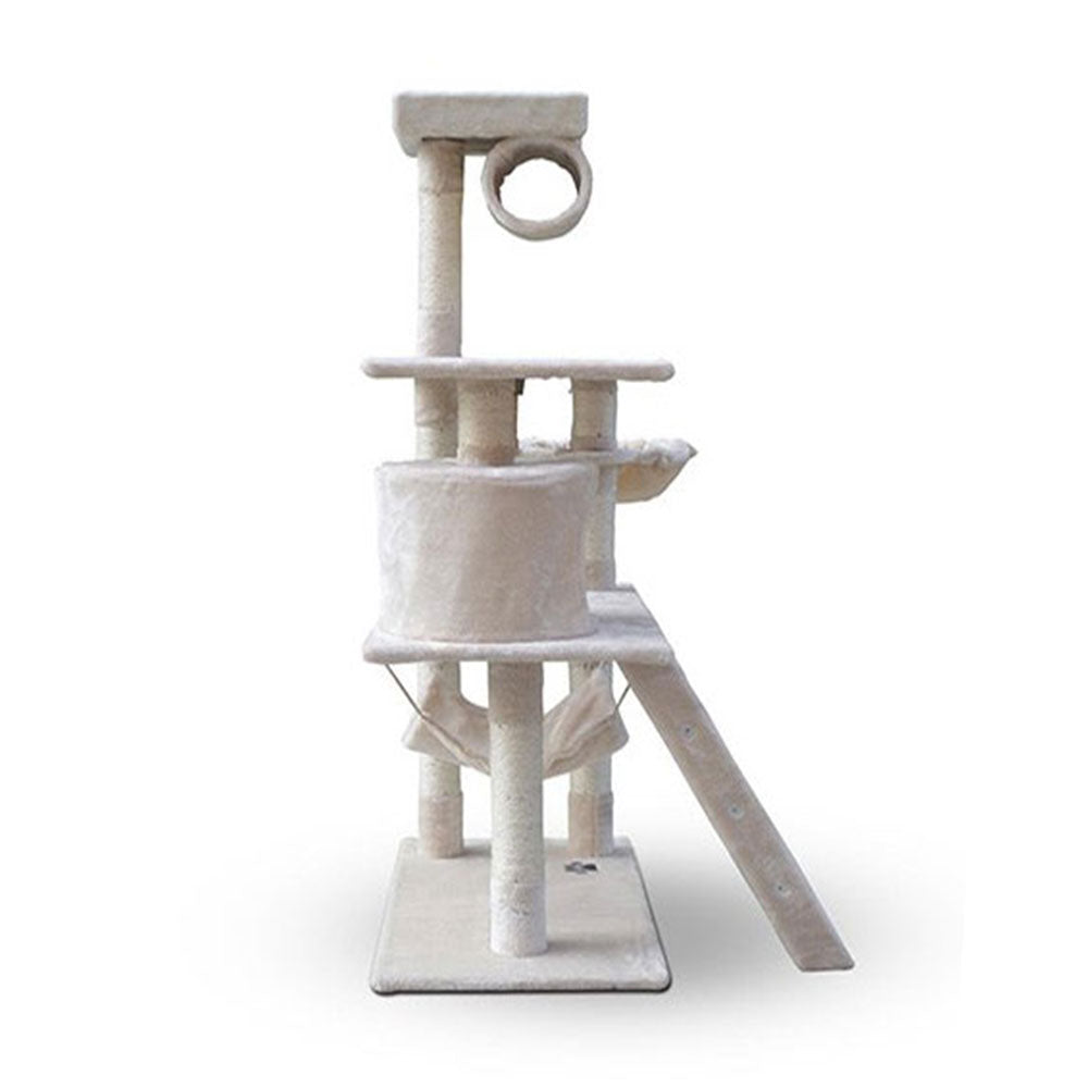 158cm Cat Tree Scratching Post Toy House Furniture Multilevel - beige