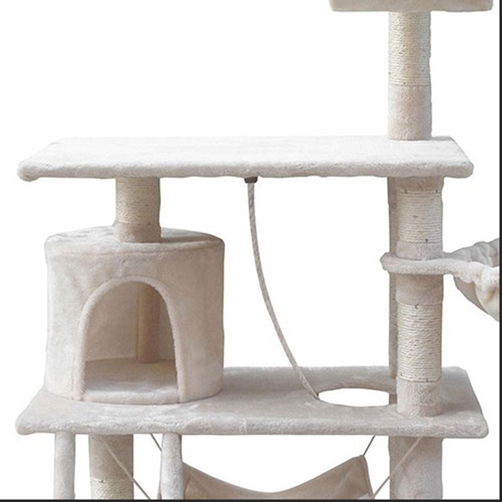 158cm Cat Tree Scratching Post Toy House Furniture Multilevel - beige