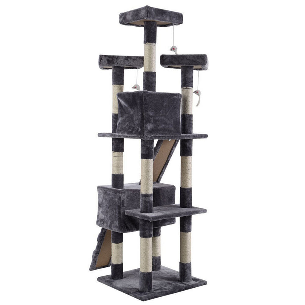 170cm Cat Tree Scratching Post Toy House Furniture Multilevel - grey