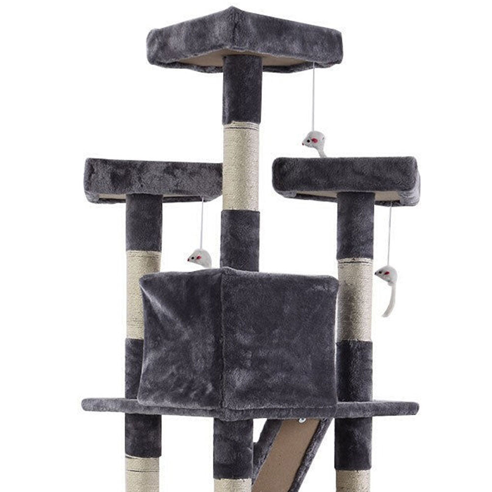 170cm Cat Tree Scratching Post Toy House Furniture Multilevel - grey