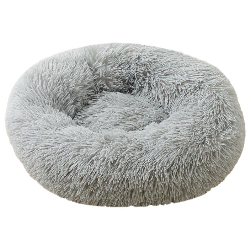 Pawfect find Light Grey 50cm Plush Cozy Round Pet Bed for Cats and Small Dogs