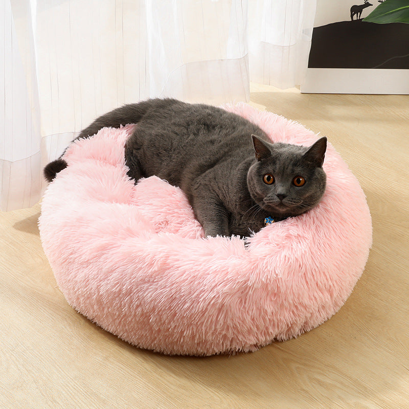 Pawfect find Plush Round Pet Bed - 50cm Dark Grey Luxury for Cats & Dogs