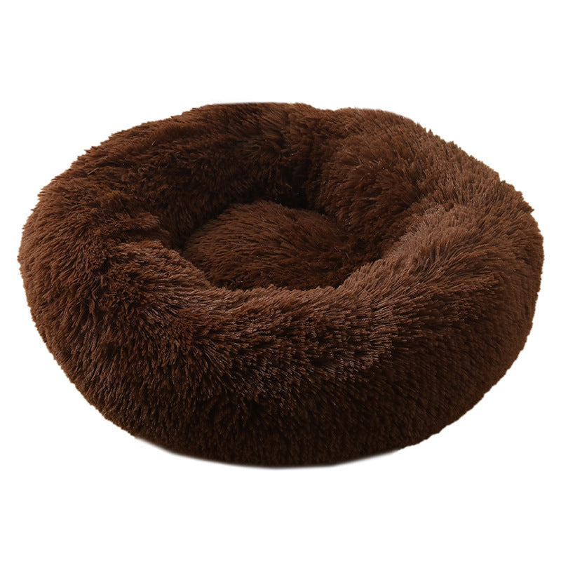 Pawfect find Dark Coffee Plush Round Pet Bed for Ultimate Comfort