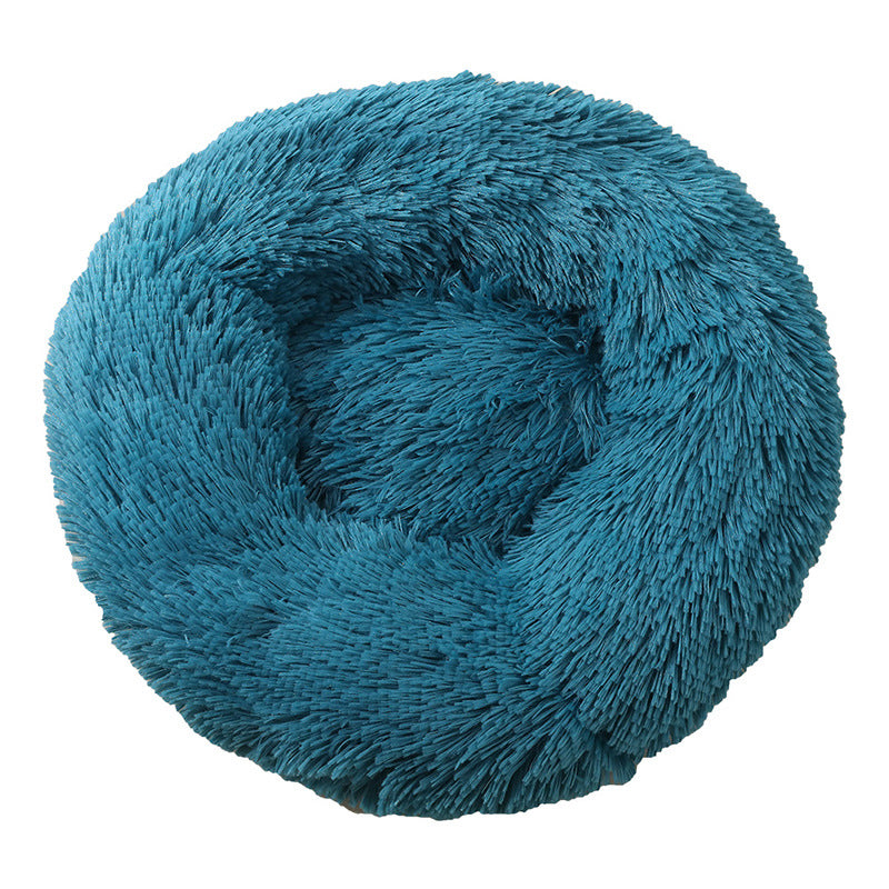Pawfect find Blue Green 50cm Plush Cozy Round Pet Bed for Ultimate Comfort